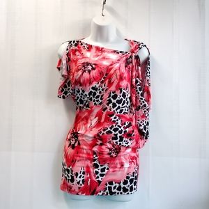 NEW Backstage Women's Floral Tie Cold Shoulder Mini Dress Size S